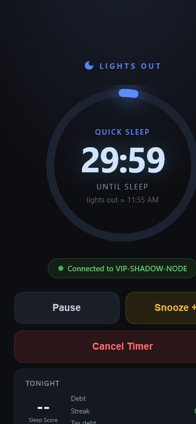 Android companion showing an active session with the remaining time and session controls.
